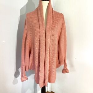 WOMAN REGULAR LARGE LIGHT PINK KNIT CARDIGAN OPEN FRONT COTTON BLEND CASUAL